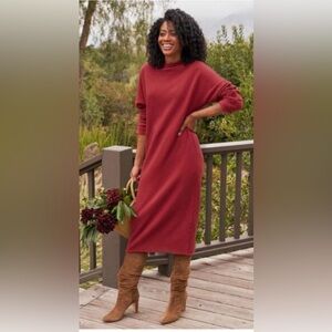 Frank & Eileen Triple Fleece Izzie Long Sleeve Cranberry Dress